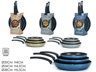 Set 3 Padelle Antiaderenti Induzione 20 24 28 cm