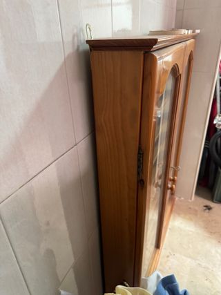 Vitrina de madera con puertas de cristal