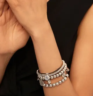 Pulsera Uno de 50 Cuero y Plata