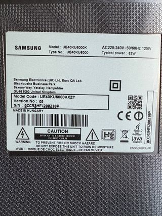 Samsung 40 LED 4K TV UE40KU6000KXXC