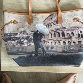 Borsa Y Not? Stampa Romantica Marrone