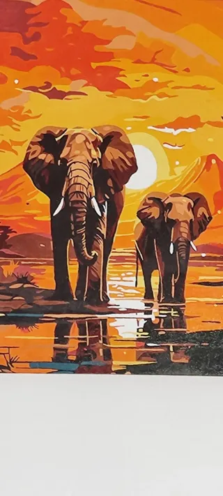 Acrílico Elefantes Atardecer