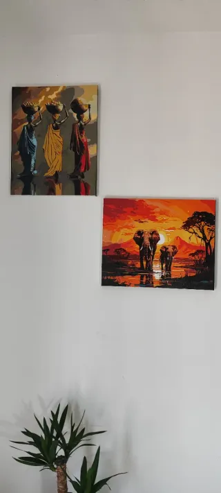 Acrílico Elefantes Atardecer