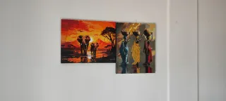 Acrílico Elefantes Atardecer