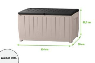 Baúl exterior impermeable beige y negro