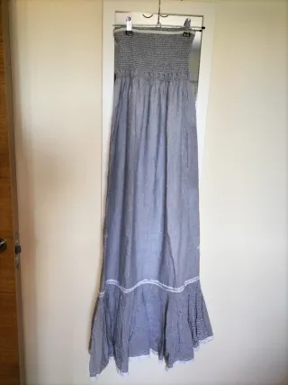 Vestido largo palabra de honor rayas