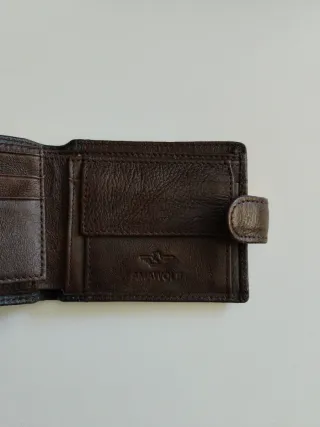 Cartera Amawolf Cuero Marrón y Negro