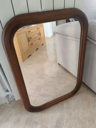 Espejo antiguo madera y cristal