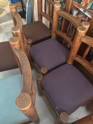 6 Sillas de madera estilo mexicano