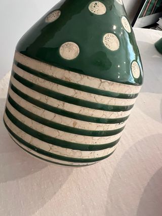 Jarrón Zara Home Verde y Blanco Cerámica
