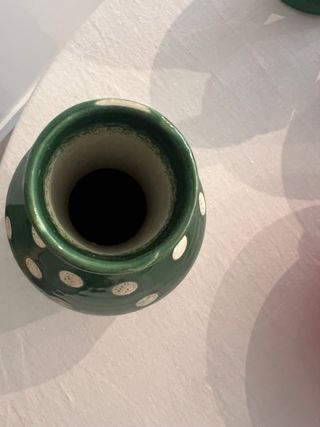 Jarrón Zara Home Verde y Blanco Cerámica