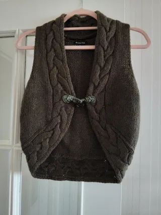 Chaleco Massimo Dutti T.36 Verde Caqui