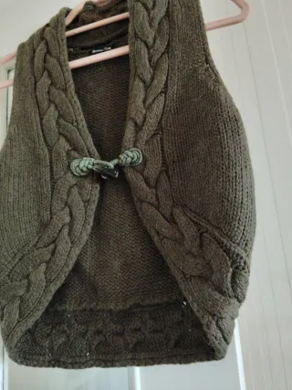 Chaleco Massimo Dutti T.36 Verde Caqui