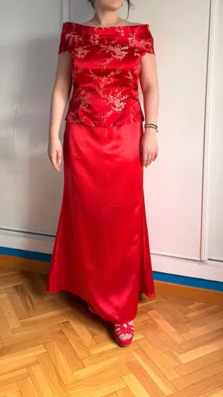 Vestido invitada dos piezas rojo