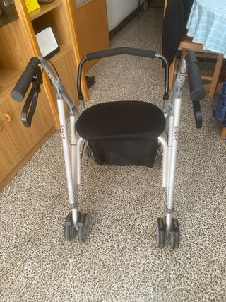 Andador para anciano 4 ruedas, asiento y freno