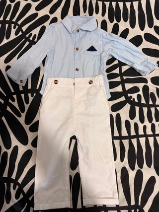 Traje de fiesta niño azul y blanco 9-12 mes