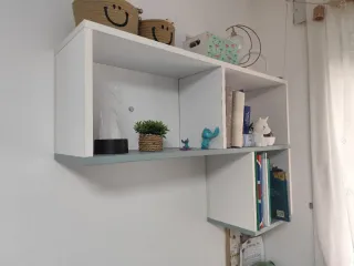 Conjunto muebles habitación juvenil blanco y gris