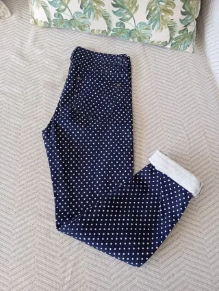 Pantalón vaquero azul de lunares blancos
