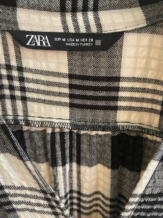 Vestido Zara cuadros negros y beige Talla M