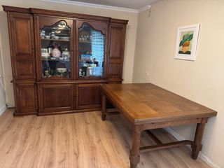 Conjunto mesa y mueble roble