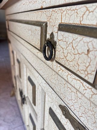 Mueble Aparador Rústico Blanco - Madera y Bronce