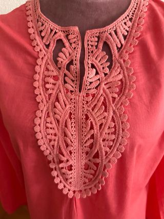 Blusa larga algodón coral talla M
