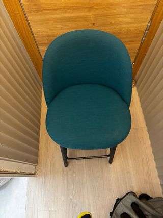 Taburete alto tapizado verde petróleo