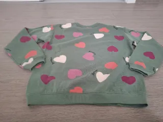 Sudadera verde con corazones, Sfera, t. 11-12 años
