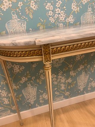 Consola recibidor mármol y madera