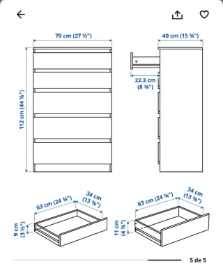 Cómoda Ikea Kullen Blanca (entrega en mayo)