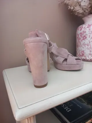 Sandalias Beige Tacon Plataforma Talla 38