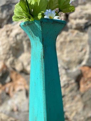 Jarrón florero cerámica en azul turquesa
