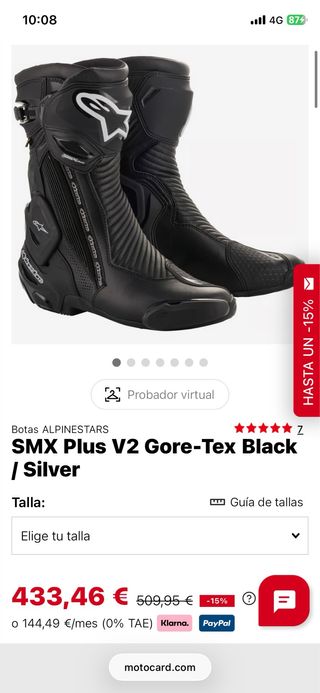 Botas Alpinestars SMX Plus V2 Gore-Tex Negras/Plat