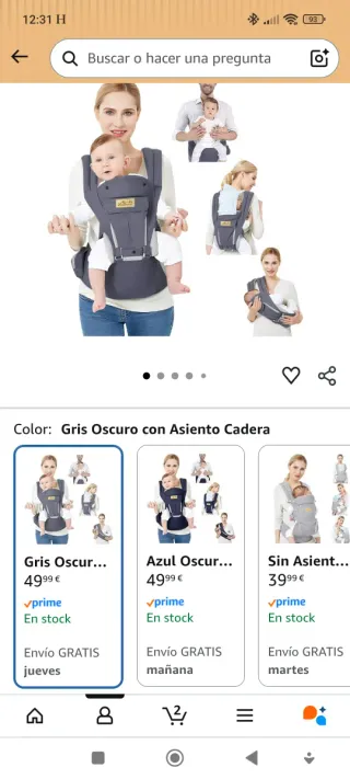 Portabebés ergonómico gris