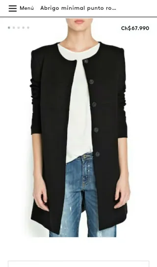 Abrigo Mango punto minimalista negro