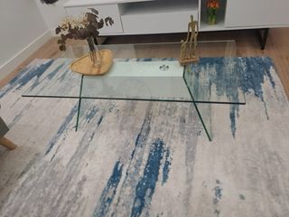 Mesa de centro cristal y madera