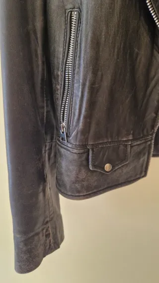 Cazadora Piel MNG Negra Talla XS