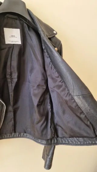 Cazadora Piel MNG Negra Talla XS