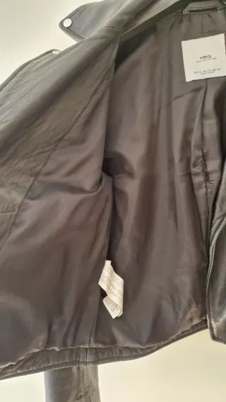 Cazadora Piel MNG Negra Talla XS