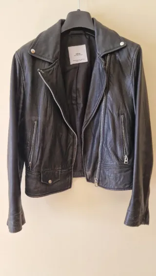 Cazadora Piel MNG Negra Talla XS