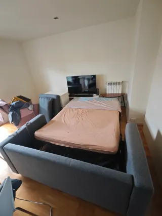 Sofá Cama 2 Plazas Gris Tela