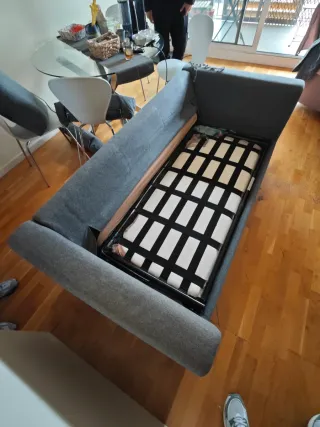 Sofá Cama 2 Plazas Gris Tela