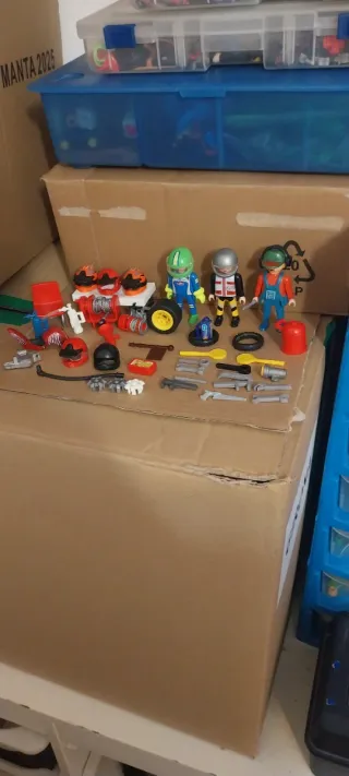 Playmobil,taller,dakar,mecánico,carreras,moto,lote