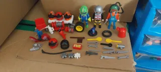 Playmobil,taller,dakar,mecánico,carreras,moto,lote