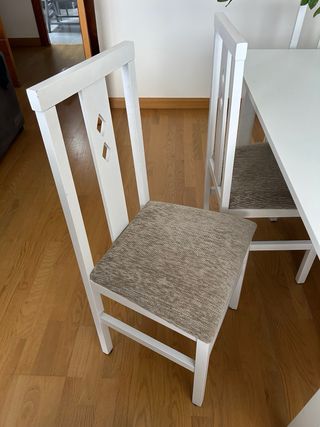 Mesa y 6 Sillas Comedor Blancas