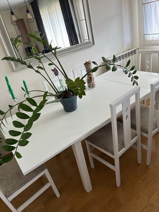 Mesa y 6 Sillas Comedor Blancas