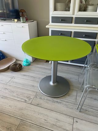 Mesa comedor redonda verde 90cm metacrilato