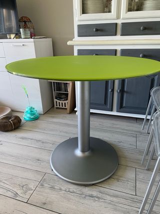 Mesa comedor redonda verde 90cm metacrilato