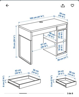 Tocador Ikea Micke Blanco+silla y espejo regalo