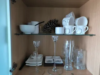 Mueble salón  color roble vitrina